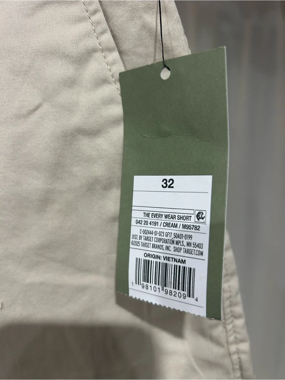 NWT Goodfellow & Co Every Wear Flat Front Cream Stretch Shorts Men’s 32